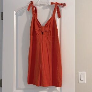 Orange Linen Blend Mini Dress
